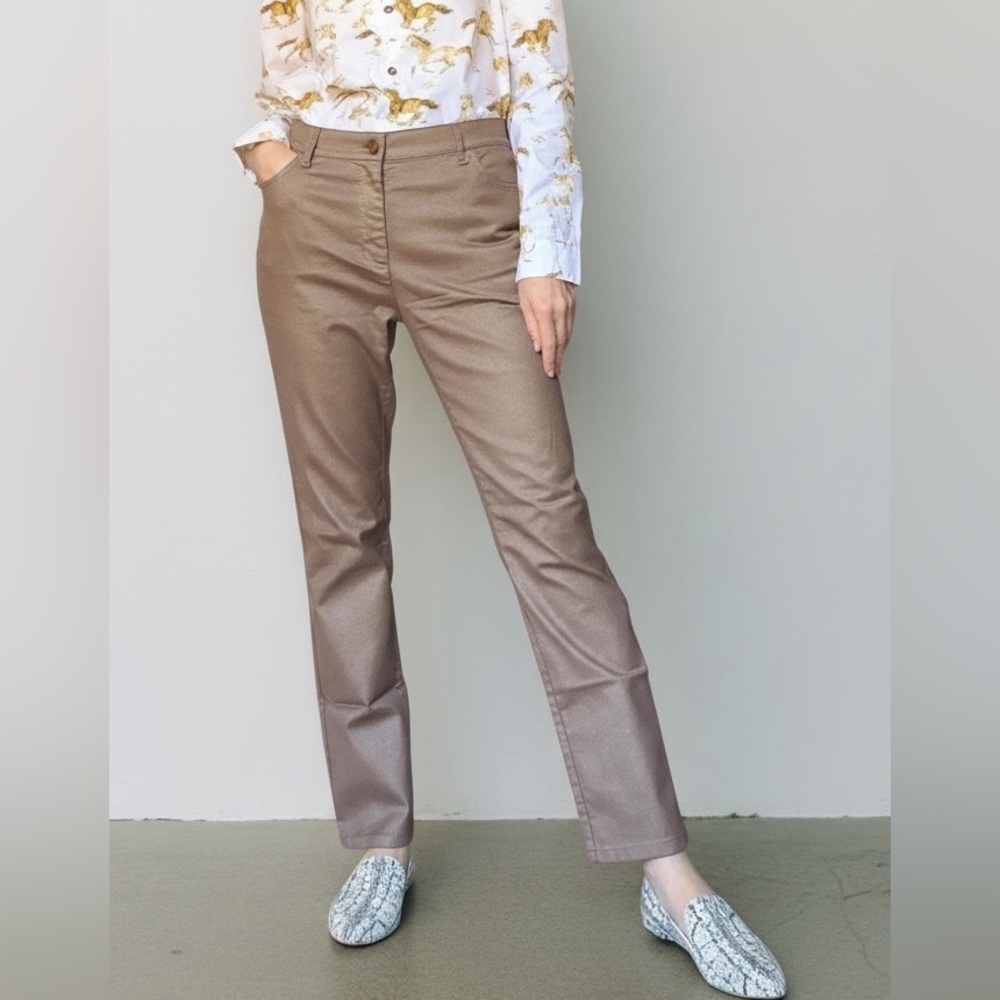 Lafayette 148 NY Metallic Cropped Slim Straight Jeans Size 6 - Picture 2 of 15